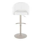 Renee Adjustable Barstool - Set of 2 - Pearl Grey Metal, White PU