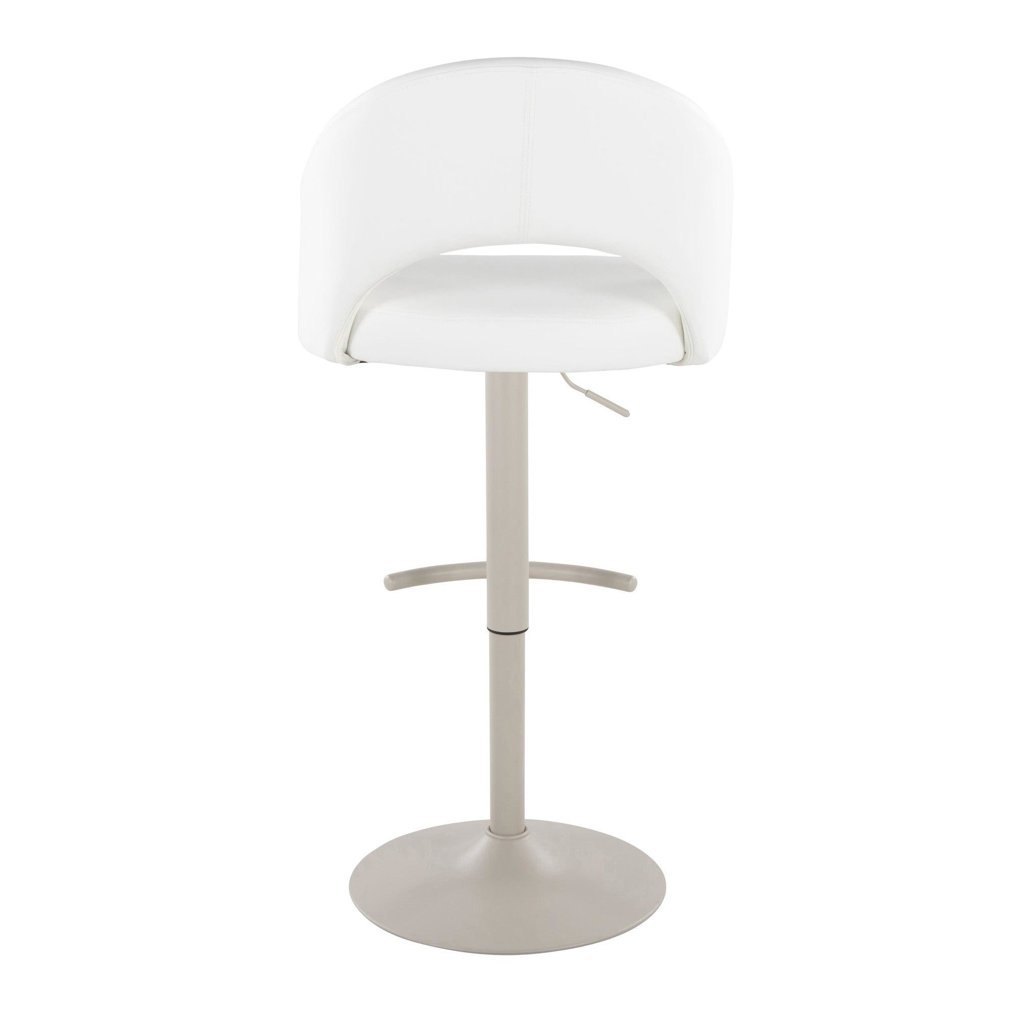 Renee Adjustable Barstool - Set of 2 - Pearl Grey Metal, White PU