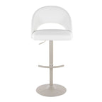 Renee Adjustable Barstool - Set of 2 - Pearl Grey Metal, White PU