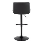 Santi Upholstered Adjustable Barstool - Set of 2 - Black Metal, Black PU