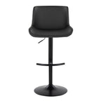 Santi Upholstered Adjustable Barstool - Set of 2 - Black Metal, Grey PU