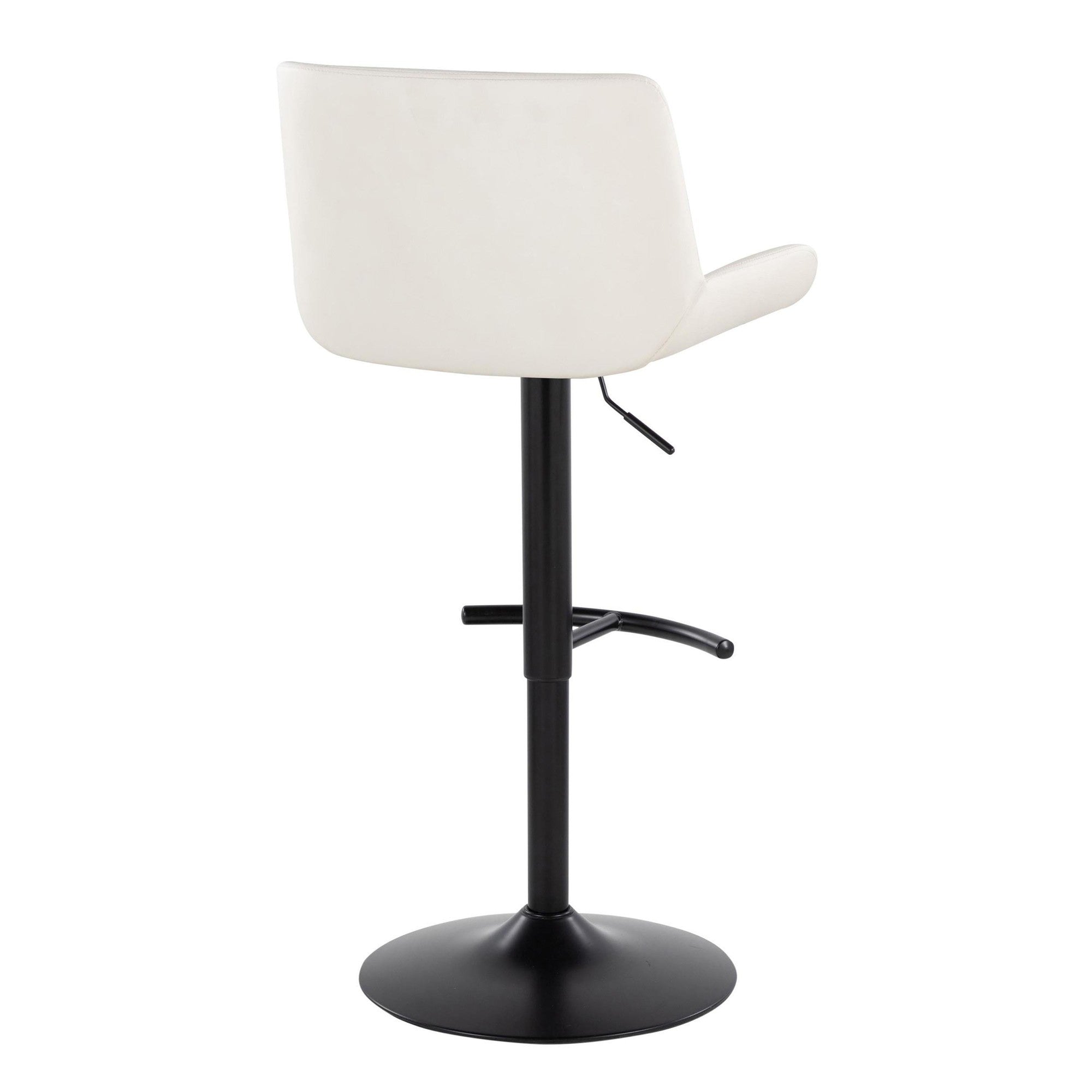Santi Upholstered Adjustable Barstool - Set of 2 - Black Metal, White PU