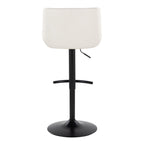 Santi Upholstered Adjustable Barstool - Set of 2 - Black Metal, White PU