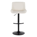 Santi Upholstered Adjustable Barstool - Set of 2 - Black Metal, White PU