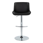 Santi Upholstered Adjustable Barstool - Set of 2 - Chrome Metal, Black PU