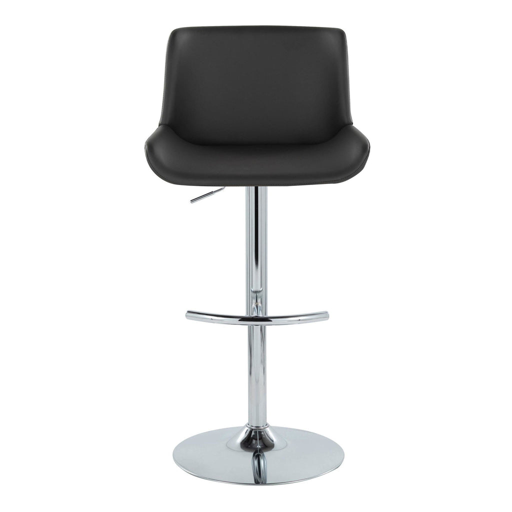 Santi Upholstered Adjustable Barstool - Set of 2 - Chrome Metal, Grey PU