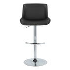 Santi Upholstered Adjustable Barstool - Set of 2 - Chrome Metal, Grey PU