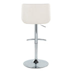 Santi Upholstered Adjustable Barstool - Set of 2 - Chrome Metal, White PU