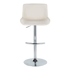 Santi Upholstered Adjustable Barstool - Set of 2 - Chrome Metal, White PU