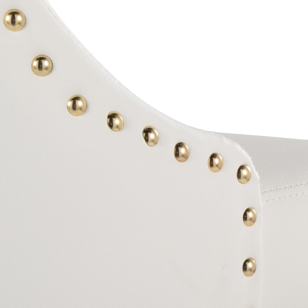 Studded Marcel Barstool - Set of 2 - Gold Metal, White PU
