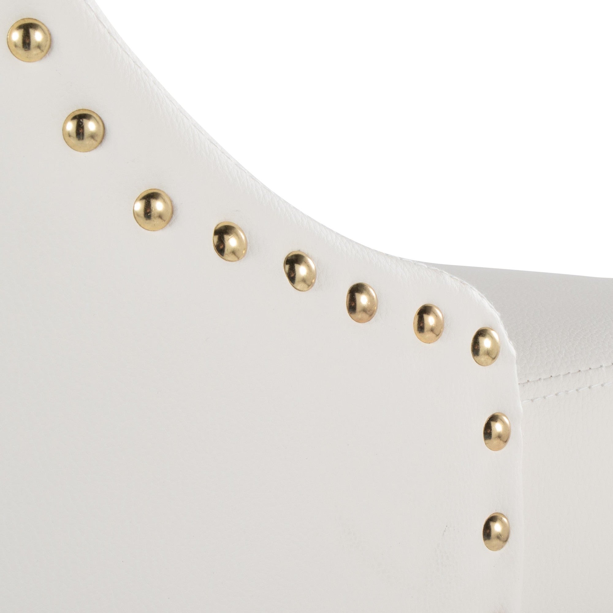 Studded Marcel Barstool - Set of 2 - Gold Metal, White PU