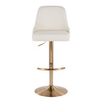 Studded Marcel Barstool - Set of 2 - Gold Metal, White PU