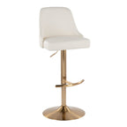 Studded Marcel Barstool - Set of 2 - Gold Metal, White PU