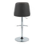 Studded Marcel Barstool - Set of 2 - Chrome Metal, Black PU