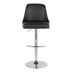 Studded Marcel Barstool - Set of 2 - Chrome Metal, Black PU