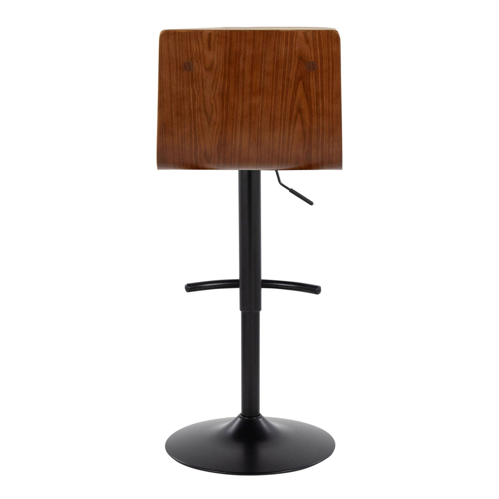 Vasari Adjustable Barstool - Set of 2 - Black Metal, Walnut Wood, Cream Pu