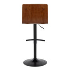 Vasari Adjustable Barstool - Set of 2 - Black Metal, Walnut Wood, Cream Pu