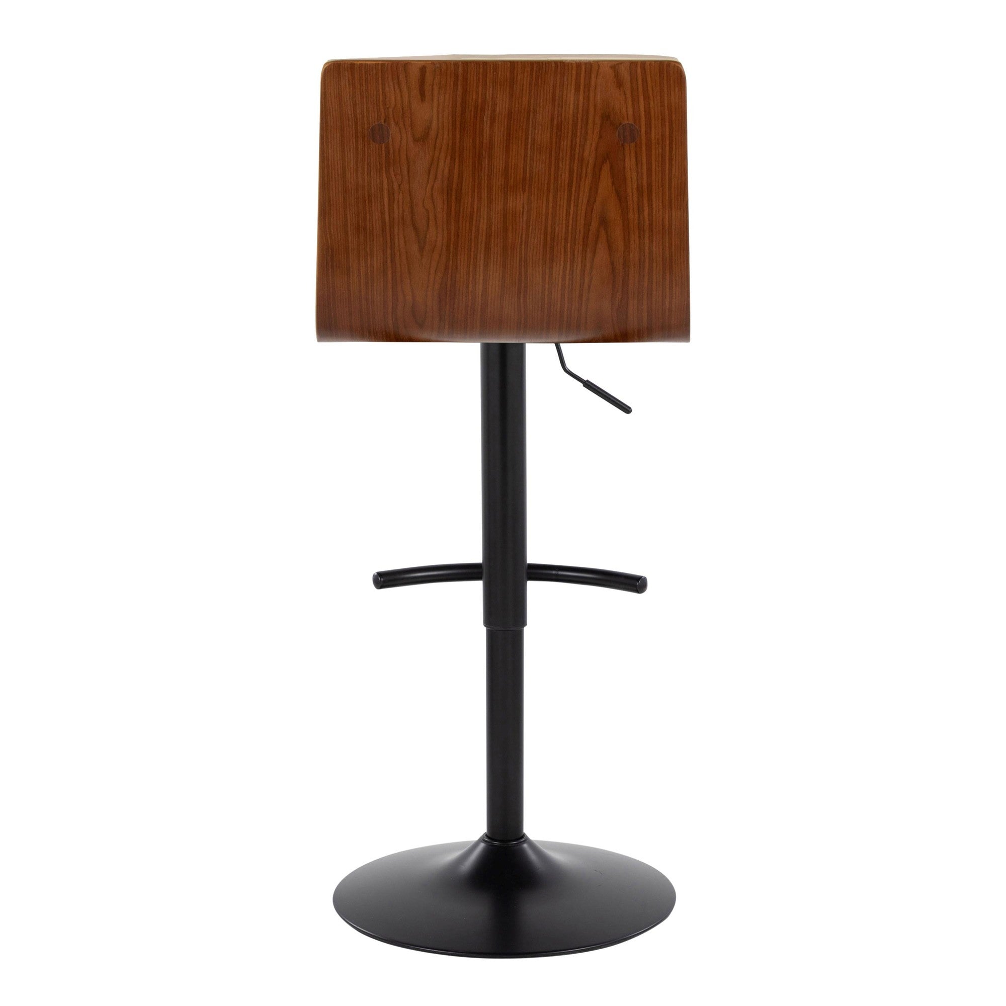 Vasari Adjustable Barstool - Set of 2 - Black Metal, Walnut Wood, Cream Pu