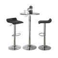 Bistro Round Ale Bar Set - 3 Piece - Silver Metal, Black Pvc, Chrome Metal