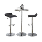 Bistro Round Ale Bar Set - 3 Piece - Silver Metal, Black Pvc, Chrome Metal