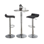 Bistro Round Ale Bar Set - 3 Piece - Silver Metal, Black Pvc, Chrome Metal