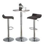 Bistro Round Ale Bar Set - 3 Piece - Silver Metal, Brown Pvc, Chrome Metal