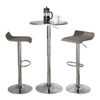 Bistro Round Ale Bar Set - 3 Piece - Silver Metal, Grey Pvc, Chrome Metal