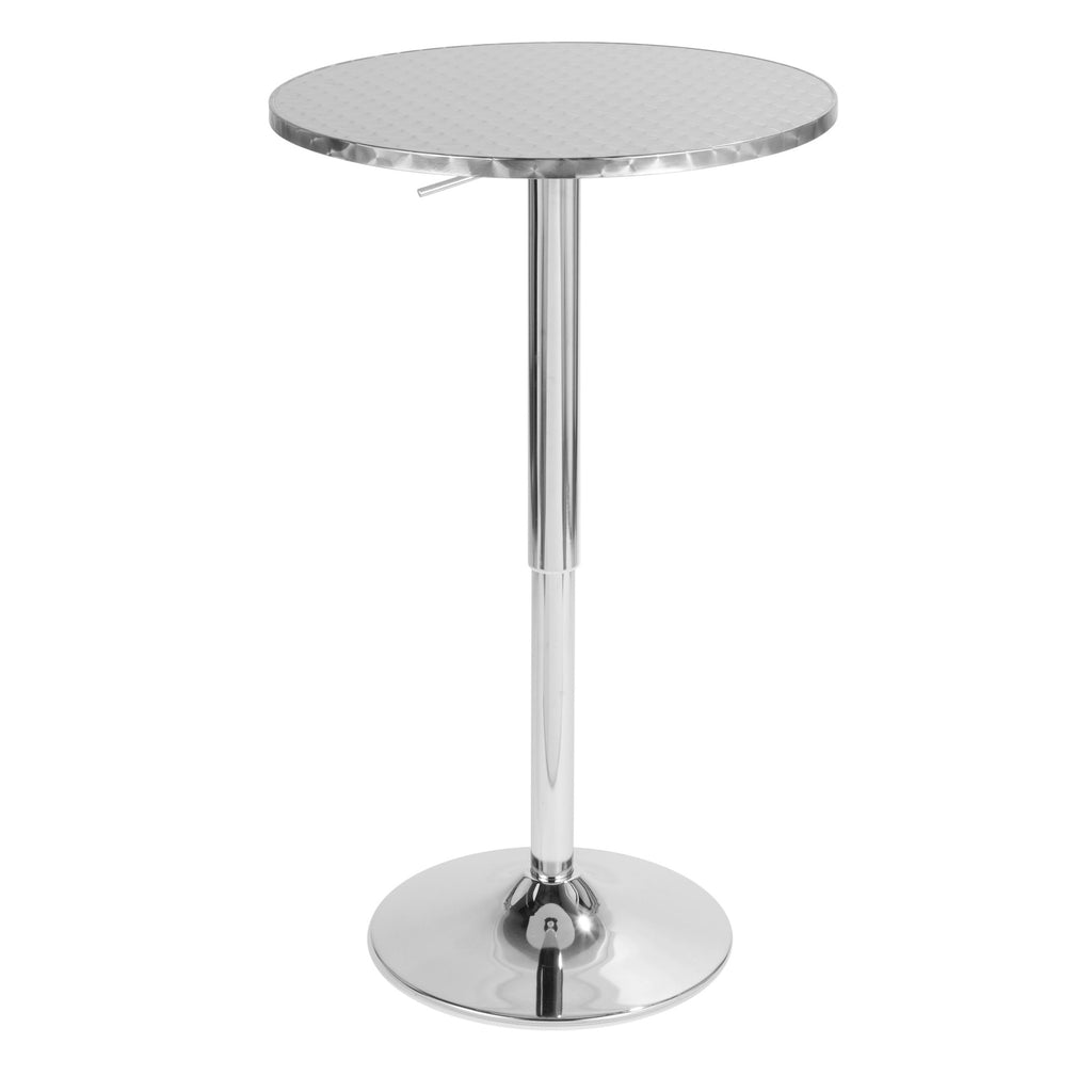 Bistro Round Ale Bar Set - 3 Piece - Silver Metal, White Pvc, Chrome Metal