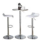 Bistro Round Ale Bar Set - 3 Piece - Silver Metal, White Pvc, Chrome Metal