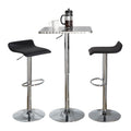 Bistro Square-ale Bar Set - 3 Piece - Silver Metal, Black Pvc, Chrome Metal