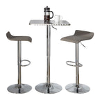 Bistro Square-ale Bar Set - 3 Piece - Silver Metal, Grey Pvc, Chrome Metal