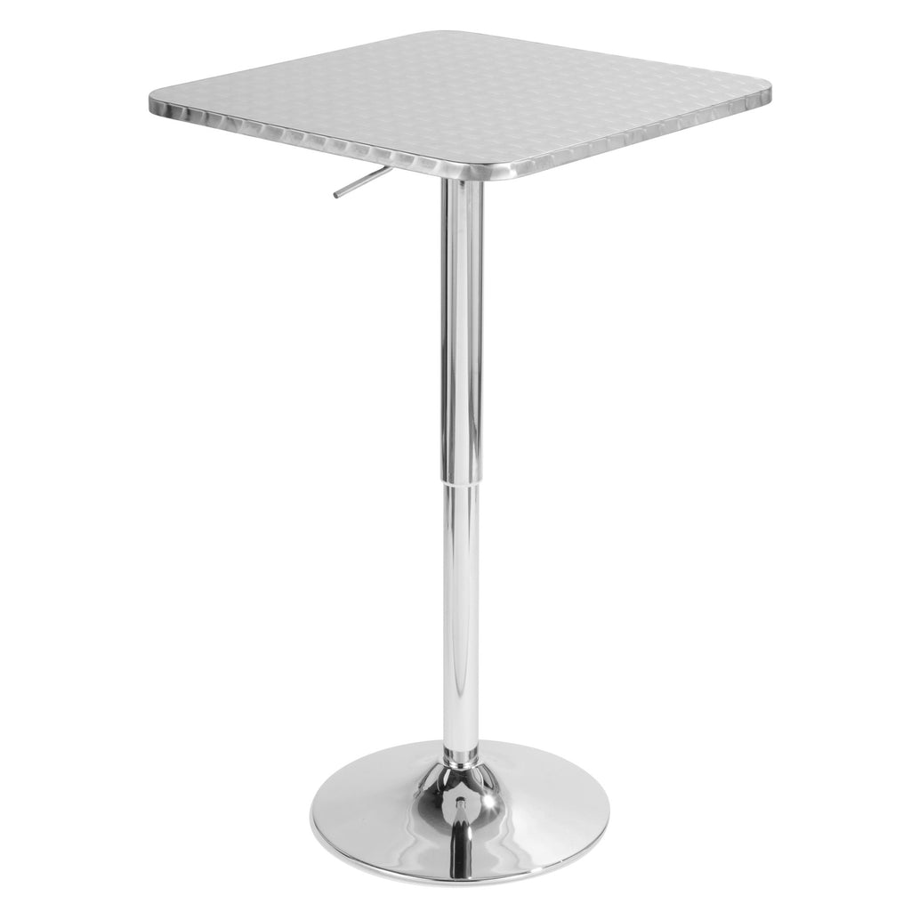 Bistro Square-ale Bar Set - 3 Piece - Silver Metal, White Pvc, Chrome Metal