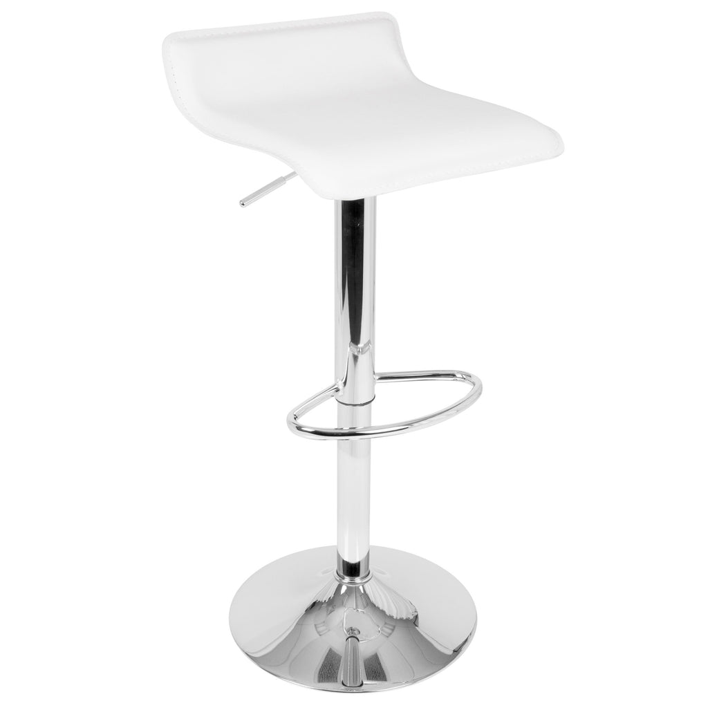 Bistro Square-ale Bar Set - 3 Piece - Silver Metal, White Pvc, Chrome Metal