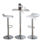 Bistro Square-ale Bar Set - 3 Piece - Silver Metal, White Pvc, Chrome Metal
