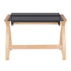 Bentley Office Desk - Natural Wood, Black Glass