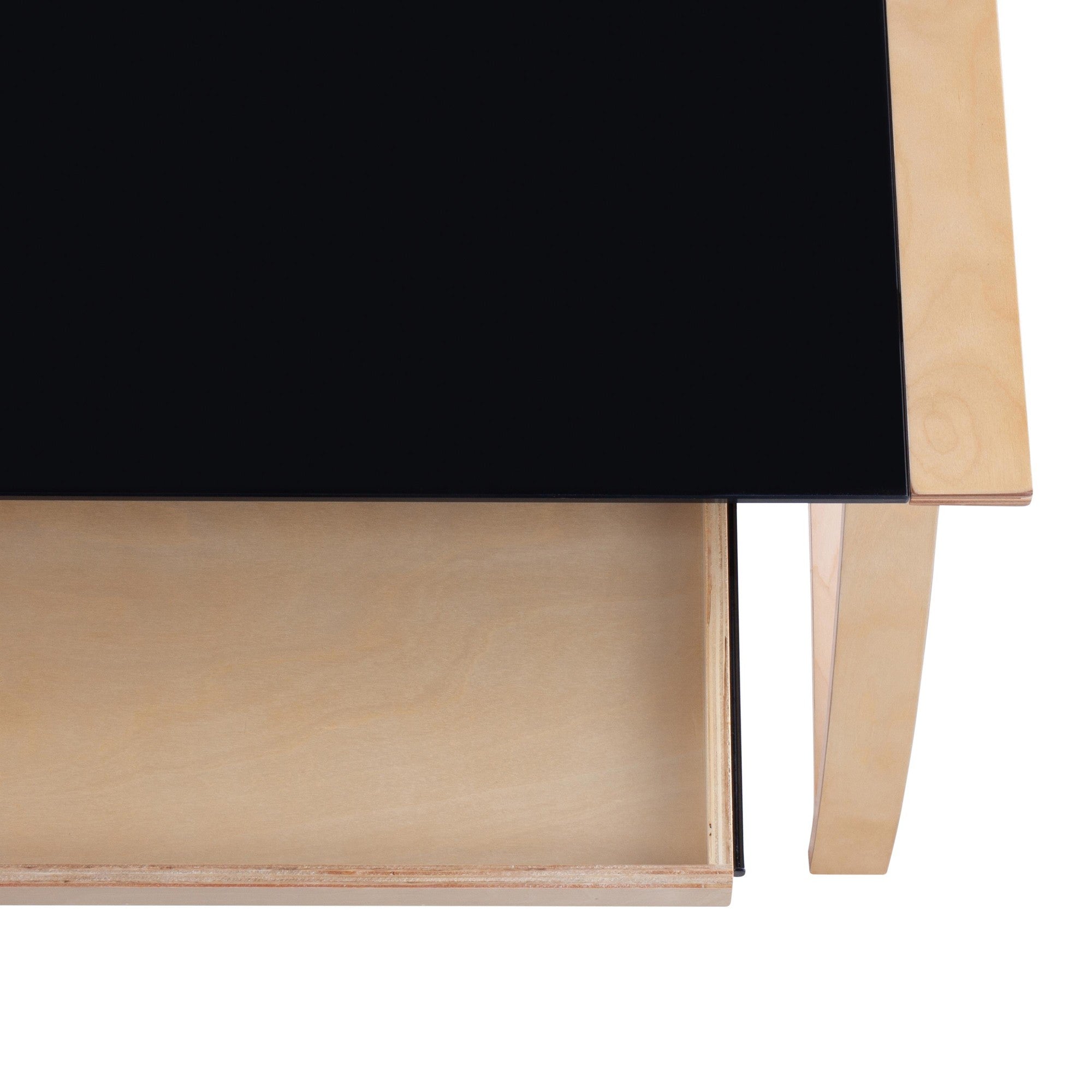 Bentley Office Desk - Natural Wood, Black Glass