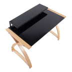 Bentley Office Desk - Natural Wood, Black Glass