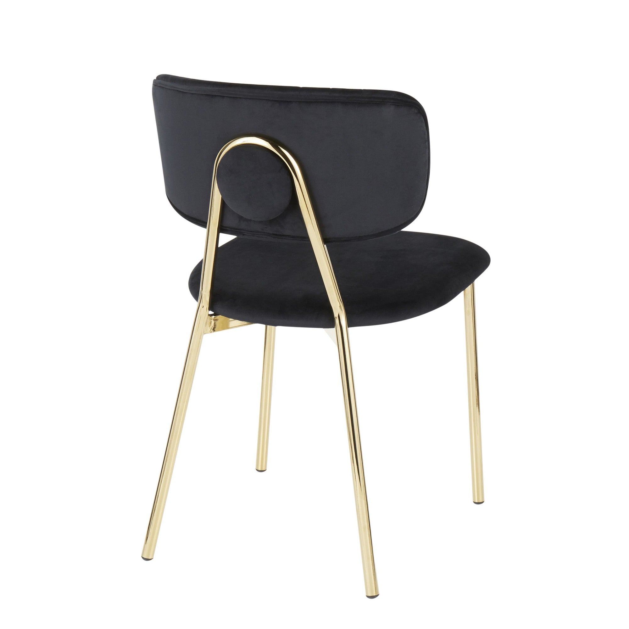 Bouton Chair - Set of 2 - Gold Metal, Black Velvet