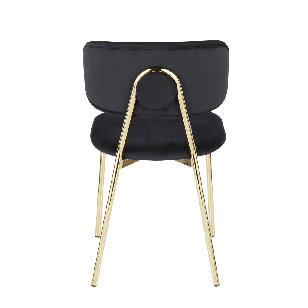 Bouton Chair - Set of 2 - Gold Metal, Black Velvet