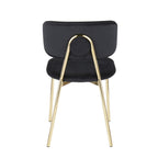 Bouton Chair - Set of 2 - Gold Metal, Black Velvet