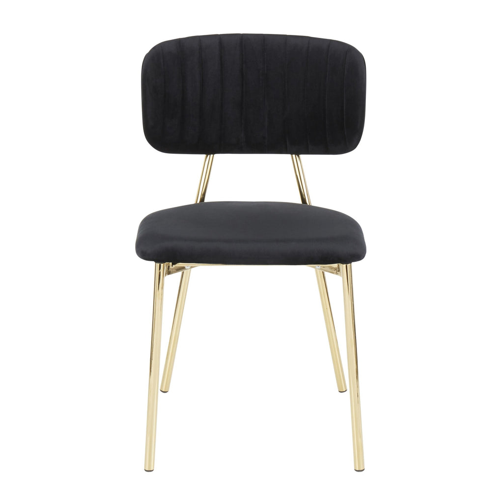 Bouton Chair - Set of 2 - Gold Metal, Black Velvet