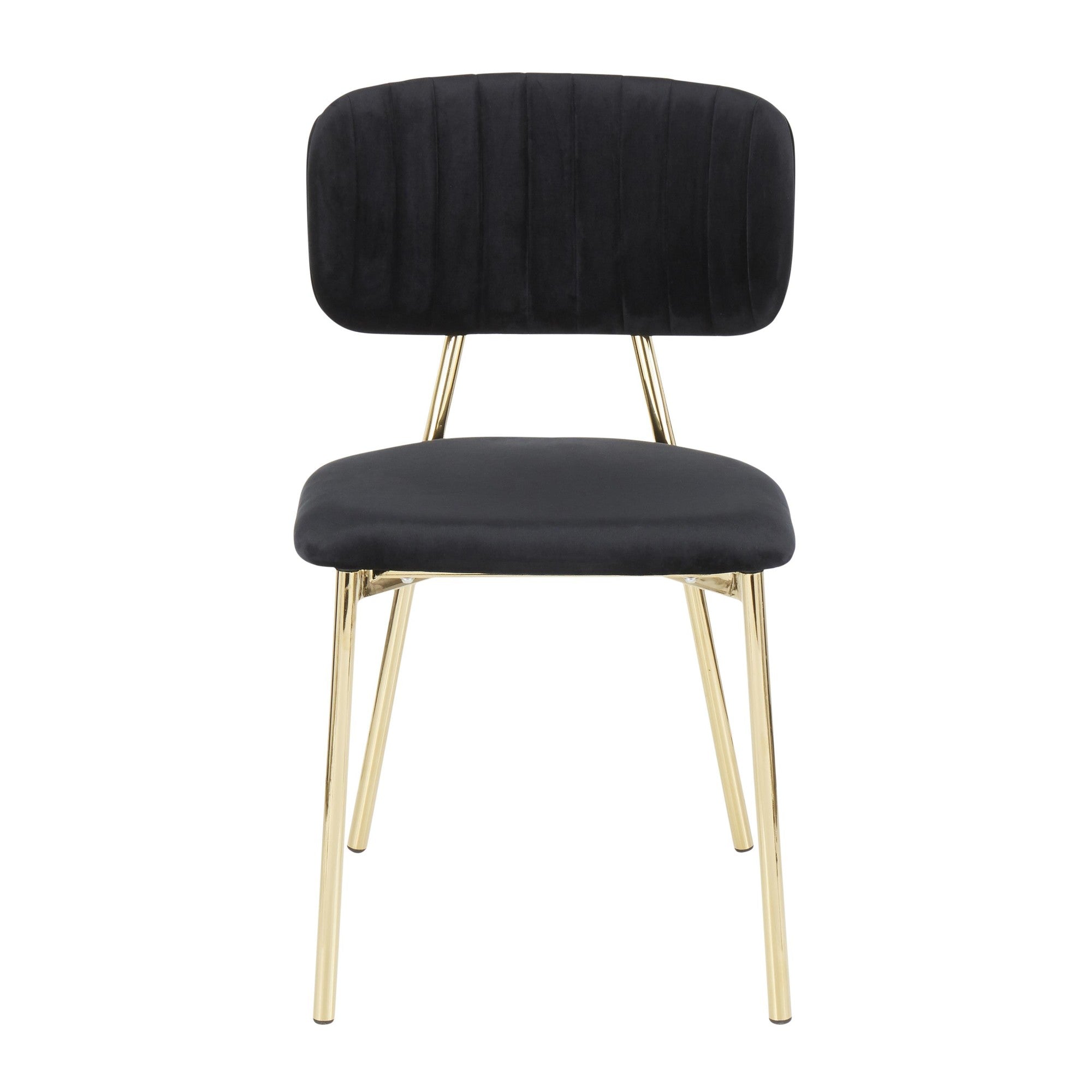 Bouton Chair - Set of 2 - Gold Metal, Black Velvet