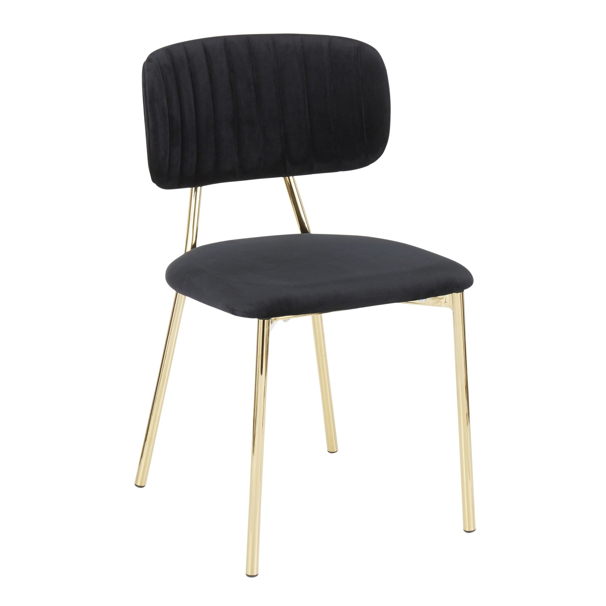 Bouton Chair - Set of 2 - Gold Metal, Black Velvet