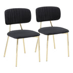 Bouton Chair - Set of 2 - Gold Metal, Black Velvet