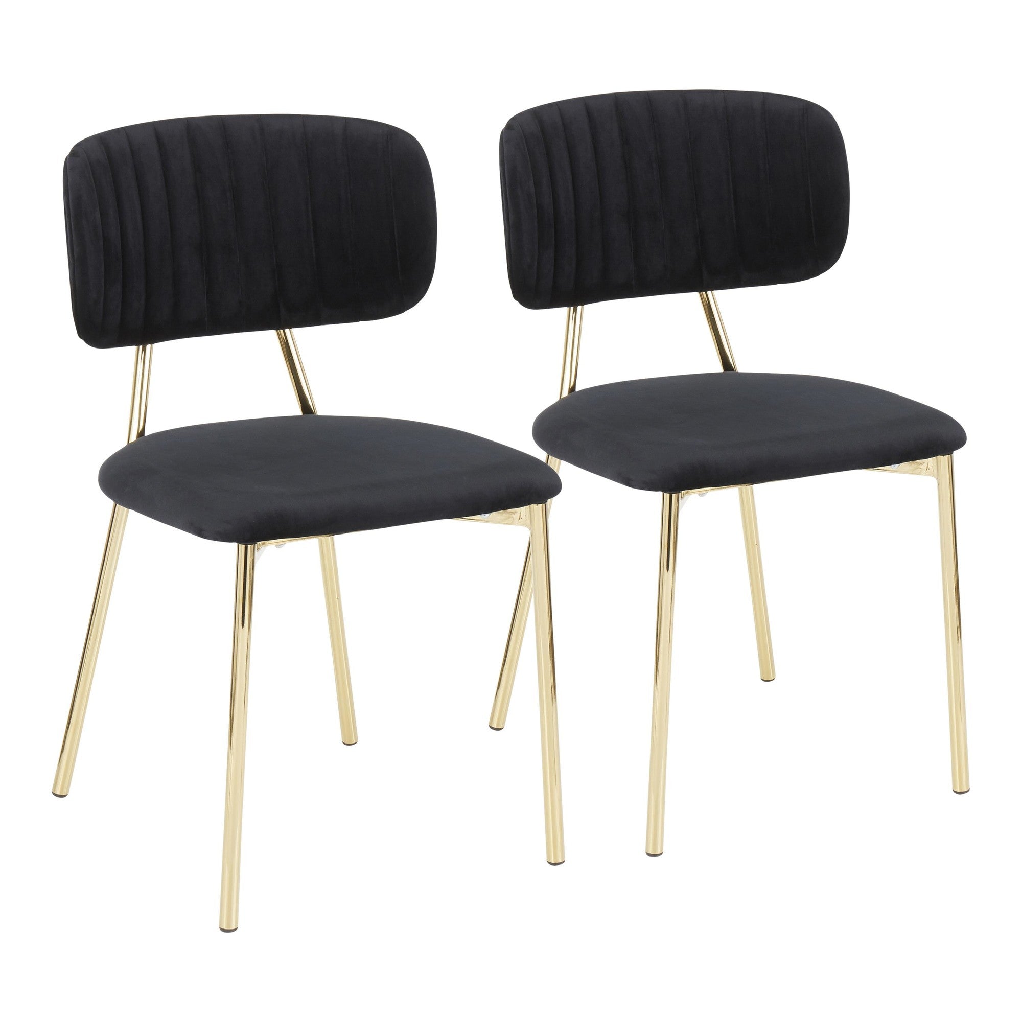 Bouton Chair - Set of 2 - Gold Metal, Black Velvet