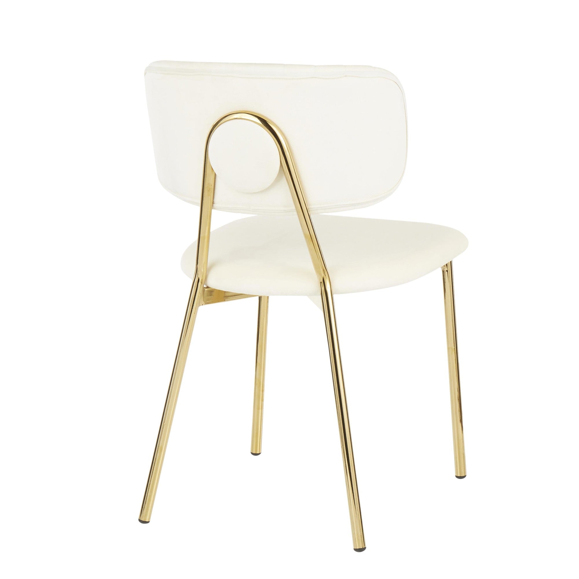 Bouton Chair - Set of 2 - Gold Metal, Cream Velvet
