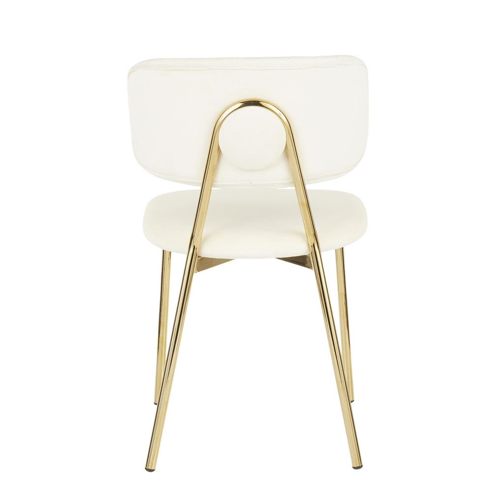 Bouton Chair - Set of 2 - Gold Metal, Cream Velvet