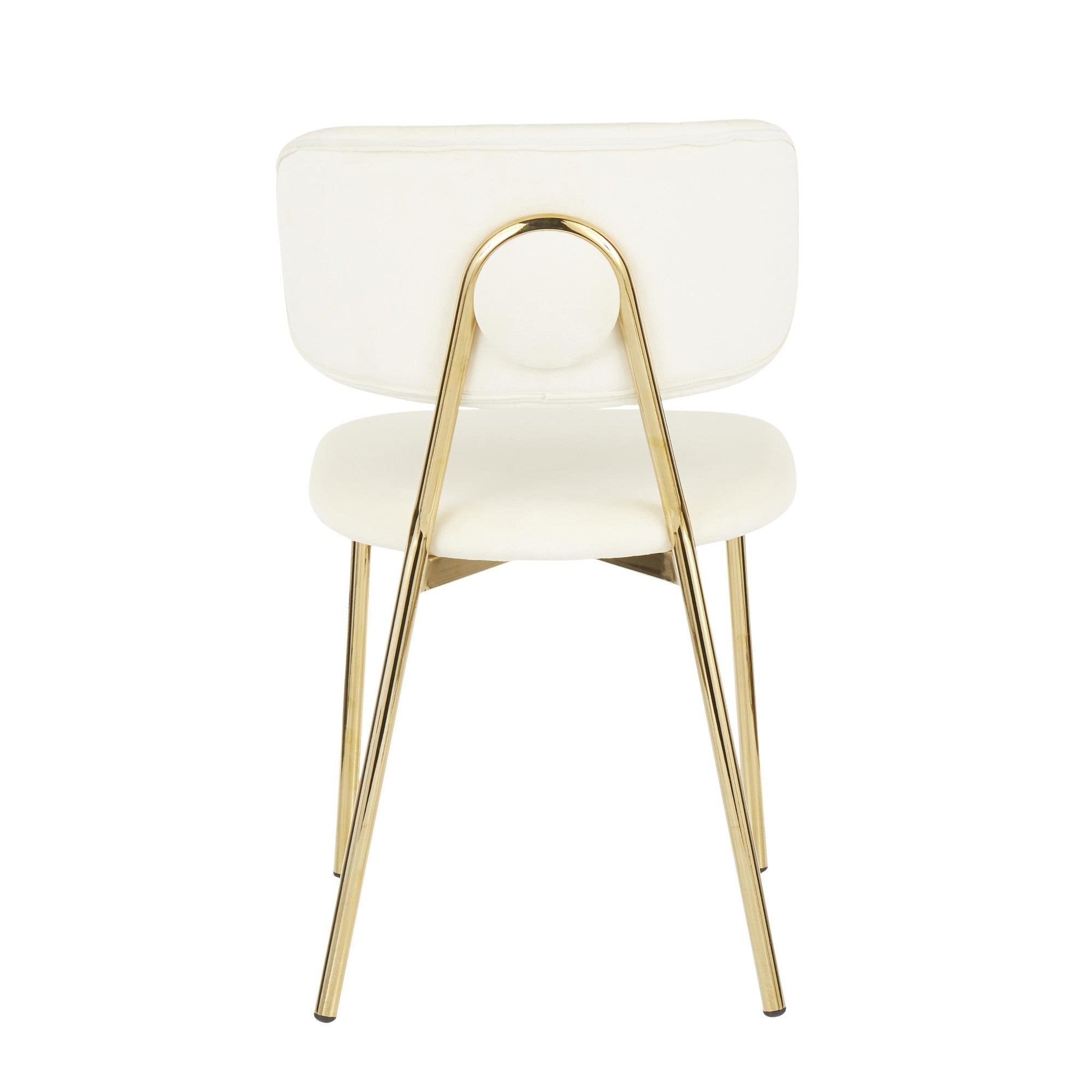 Bouton Chair - Set of 2 - Gold Metal, Cream Velvet