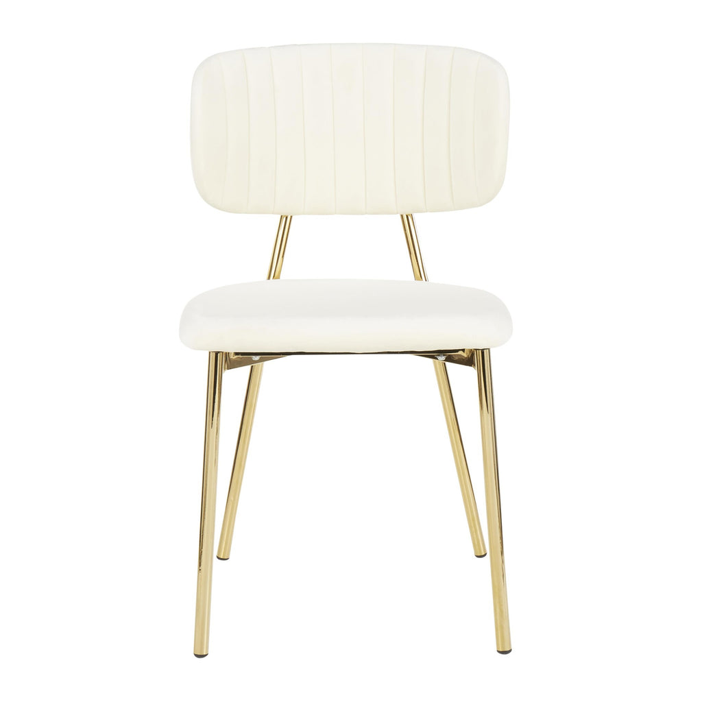 Bouton Chair - Set of 2 - Gold Metal, Cream Velvet