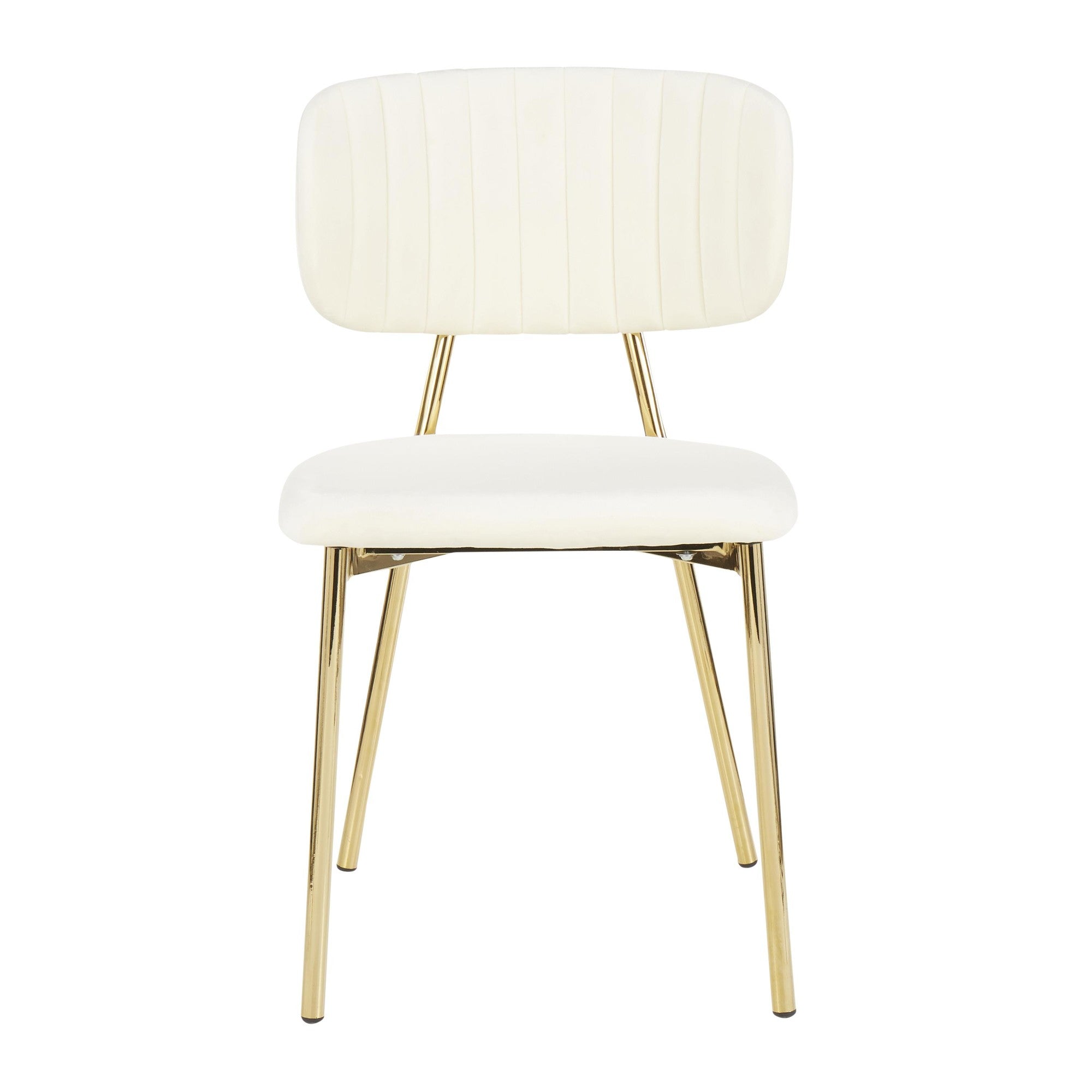 Bouton Chair - Set of 2 - Gold Metal, Cream Velvet